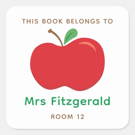 Apple Bookplate Sticker voor docenten gepersonalis (Voorkant)