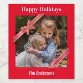 Apple Bow Kerstmis Wijn Etiket (Enkel label)