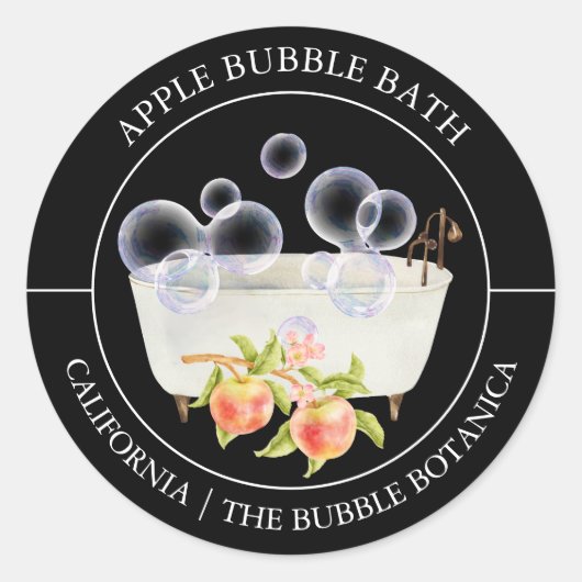 Apple Bubble Bath-label Ronde Sticker (Voorkant)