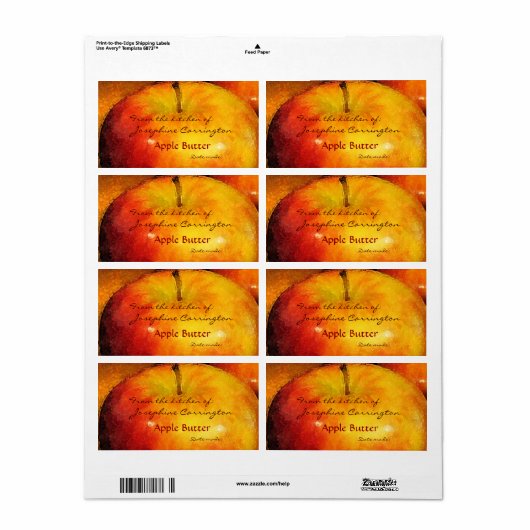 Apple Butter Canning Labels (Full Sheet)