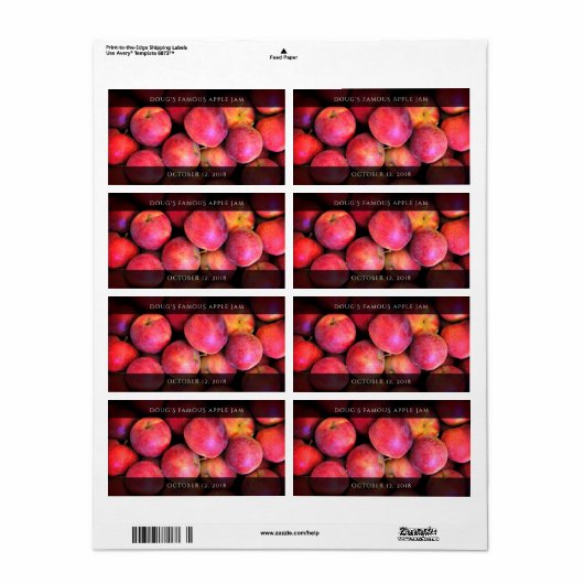 Apple Butter / Cider / Sauce / Jam Jar Etiket (Full Sheet)