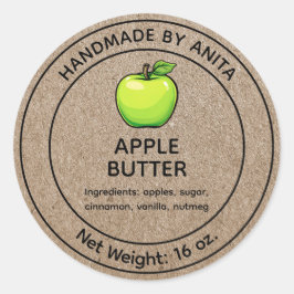 Apple Butter Jam Jelly Jar Label Kraft-papierstijl