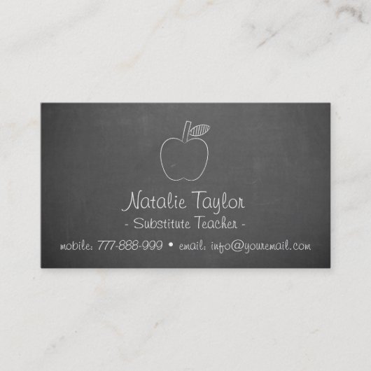 Apple Chalkboard Substitute Visitekaartjes voor le (Voorkant)