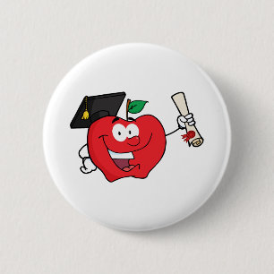 Apple Character Afstuderen houder van een diploma Ronde Button 5,7 Cm