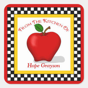 Apple & Checkerboard Keuken Vierkante Stickers