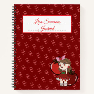Apple Chibi ontwerp Journal Spiral Notebook Notitieboek