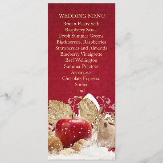 Apple Christmas Gold Snowflakes Menu Mariage (Devant)