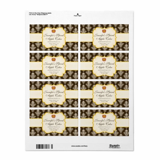 Apple cider flesetiket etiket (Full Sheet)