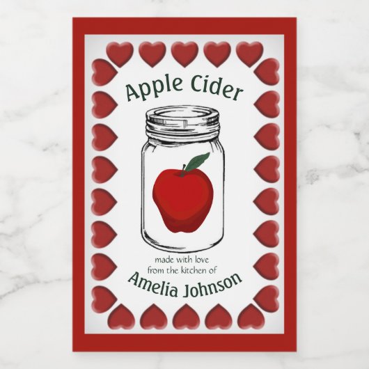 Apple Cider gemaakt met liefdesproduct 2"x3" Voedselcontainer Etiket (Enkel label)