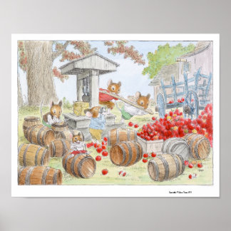 Apple Cider Harvesting Mice Print door Wallace Tri