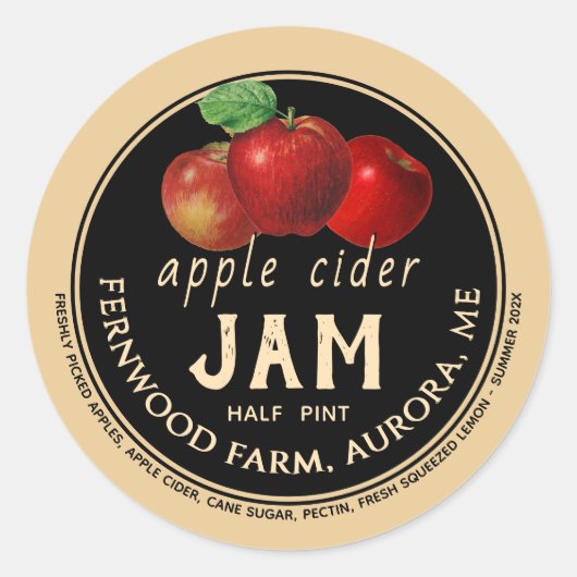Apple Cider Jam Sauce Jelly Label Kraft Zelfgemaak (Voorkant)
