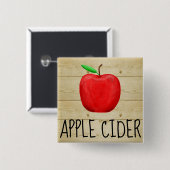 Apple Cider Red Apple Vierkante Button 5,1 Cm (Voorkant /achterkant)