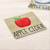 Apple Cider Red Apple Vierkante Kartonnen Onderzetter (Schuin)