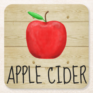 Apple Cider Red Apple Vierkante Kartonnen Onderzetter