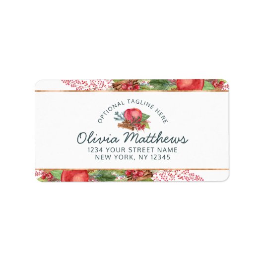Apple Cinnamon Herfst of Winter Vakantie Custom Sh Etiket (Voorkant)