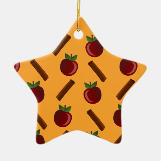 Apple Cinnamon Pattern Keramisch Ornament (Voorkant)