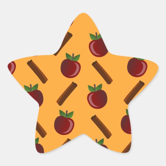 Apple Cinnamon Pattern Ster Sticker (Voorkant)