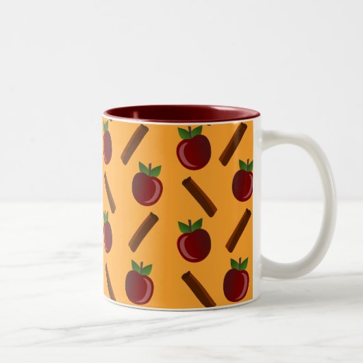 Apple Cinnamon Pattern Tweekleurige Koffiemok (Rechts)