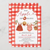 Apple Clothesline Herfst Rustic Gingham Baby showe Kaart (Voorkant / Achterkant)