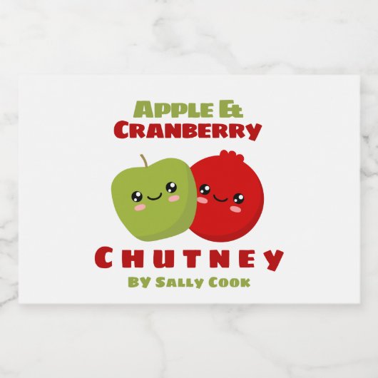 Apple & cranberry chutney voedselcontainer etiket (Enkel label)