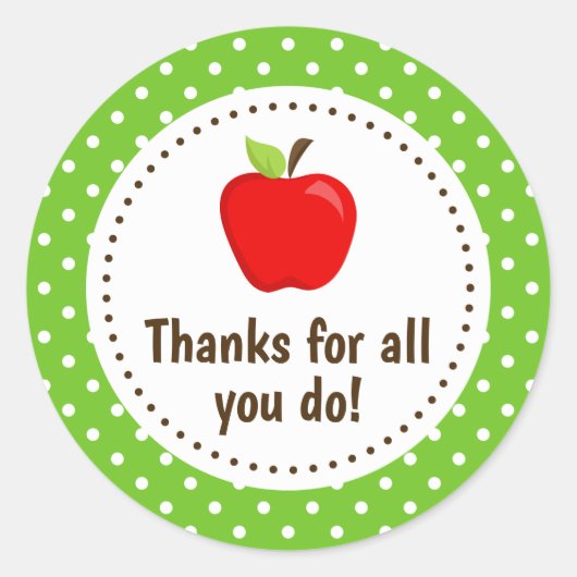 Apple Dank je leraar appreciatie groene spaties C Ronde Sticker (Voorkant)