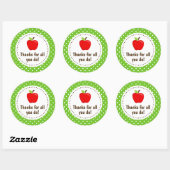 Apple Dank je leraar appreciatie groene spaties C Ronde Sticker (Vel)