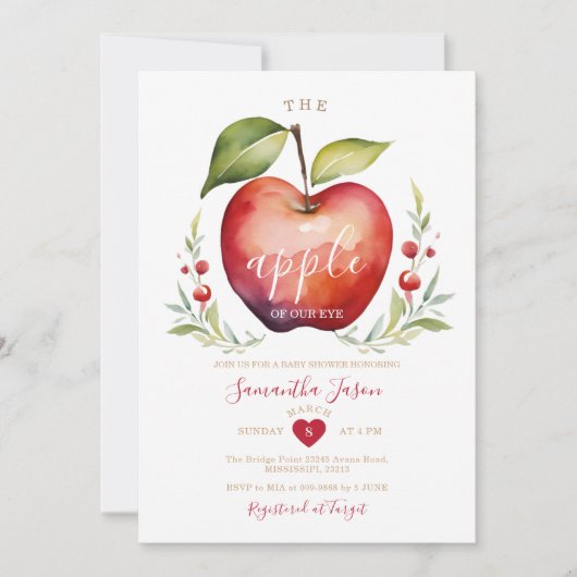 Apple de mon Invitation Baby shower oeil (Devant)