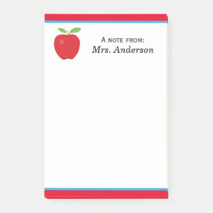 Apple, een notitie van leraar, gepersonaliseerd post-it® notes
