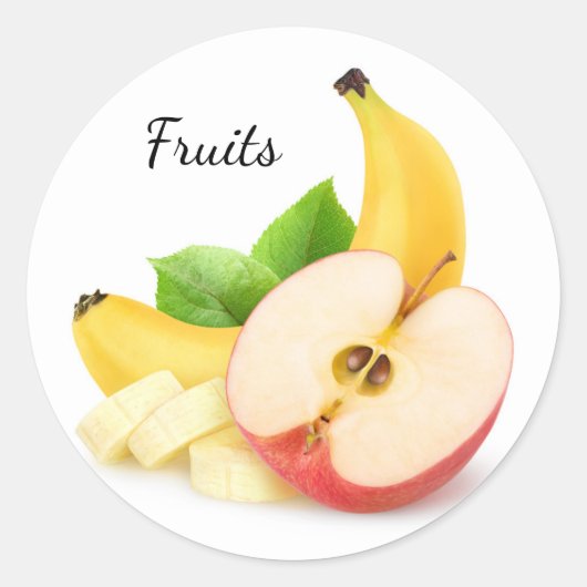 Apple en banaan ronde sticker (Voorkant)