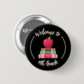 Apple en boeken schoolbord Back-to-School Button (Voorkant /achterkant)
