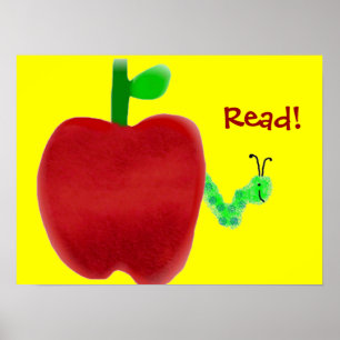 Apple en boekworm poster