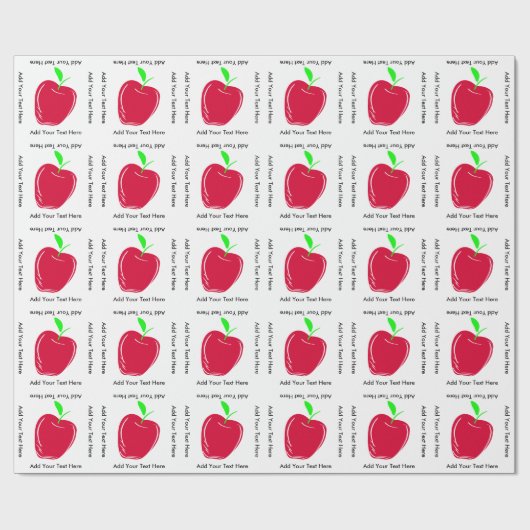 Apple- en Custom Text Teachers Birthday Cadeaupapier (Vlak)