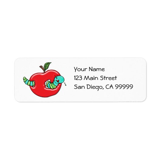 Apple en een hongerige worm etiket (Voorkant)