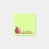 Apple en Pencil Gepersonaliseerde Leraar Groen 3 x Post-it® Notes (Voorkant)