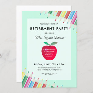 Apple en Pencils   Teacher Retirement Party Kaart