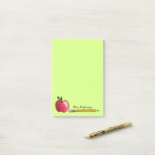 Apple en Potlood Gepersonaliseerde Leraar Groen 4  Post-it® Notes (Op bureau)