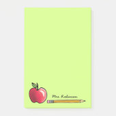 Apple en Potlood Gepersonaliseerde Leraar Groen 4  Post-it® Notes (Voorkant)