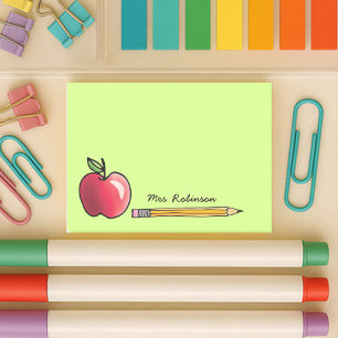 Apple en Potlood Gepersonaliseerde Leraar Groen 4x Post-it® Notes