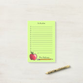 Apple en potlood leraar om te doen lijst groen post-it® notes (Op bureau)