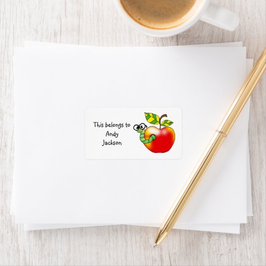 Apple en Worm gepersonaliseerd label (Insitu)