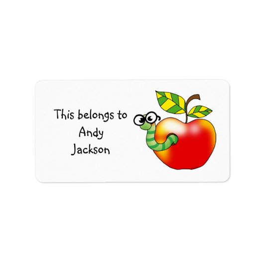 Apple en Worm gepersonaliseerd label (Voorkant)
