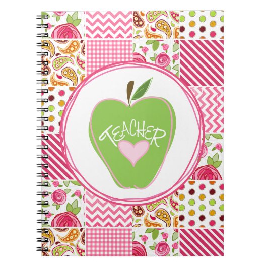 Apple et carnet verts de professeur de patchwork (Devant)