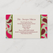 Apple et cartes de visite verts de professeur de (Dos)