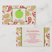 Apple et cartes de visite verts de professeur de (Devant / Derrière)