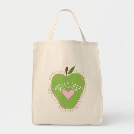 Apple et sac verts de professeur d'alphabet de (Devant)