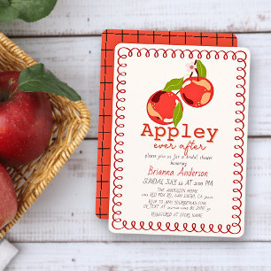 Apple Ever After Rode Kromme Frame Bruiloft Feest Kaart