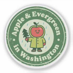 Apple & Evergreen_ Washington Natuur-Inspiratie  Sticker