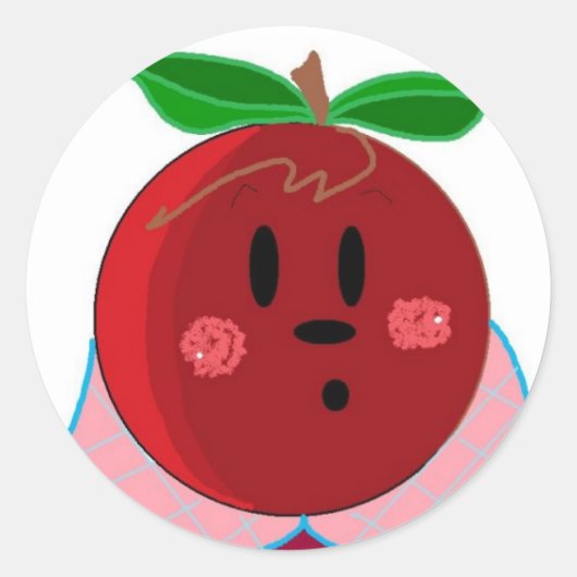 Apple Face Girl Ronde Sticker (Voorkant)