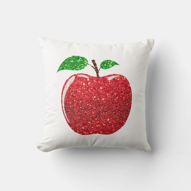 Apple Faux Red Glitter Kussen (Voorkant)