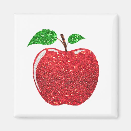 Apple Faux Red Glitter Magneet (Voorkant)